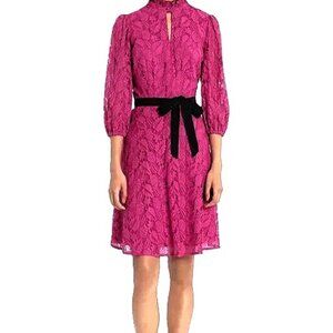 NEW Maggy London Dark Pink Fuchsia Fit & Flare Lace Dress